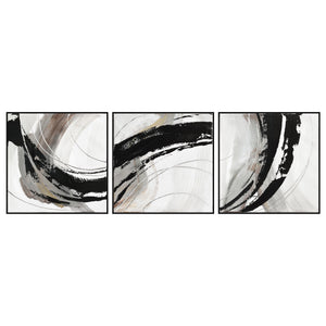 NNEDSZ 150X50cm Set of 3 Black Framed Hand Painted Canvas Wall Art