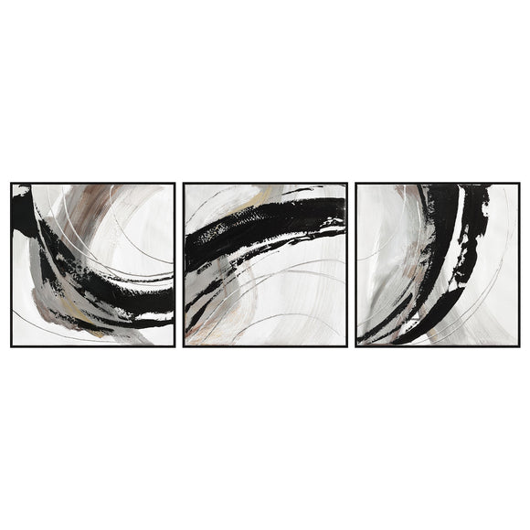 NNEDSZ 150X50cm Set of 3 Black Framed Hand Painted Canvas Wall Art