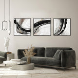 NNEDSZ 150X50cm Set of 3 Black Framed Hand Painted Canvas Wall Art