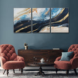 NNEDSZ 150X70cm Set of 3 Gold Framed Hand Painted Canvas Wall Art