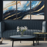 NNEDSZ 150X70cm Set of 3 Gold Framed Hand Painted Canvas Wall Art