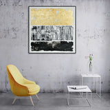 NNEDSZ 120X120cm Tonal Trilogy Black Framed Hand Painted Canvas Wall Art