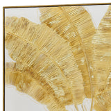 NNEDSZ 100X100cm Lustrous Leaves Dark Wood Framed Hand Painted Canvas Wall Art