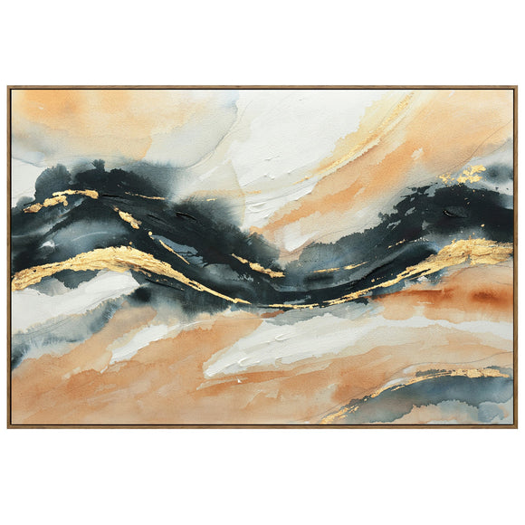 NNEDSZ 120X80cm Riptide Reverie Dark Wood Framed Hand Painted Canvas Wall Art