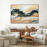 NNEDSZ 120X80cm Riptide Reverie Dark Wood Framed Hand Painted Canvas Wall Art