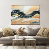 NNEDSZ 120X80cm Riptide Reverie Dark Wood Framed Hand Painted Canvas Wall Art