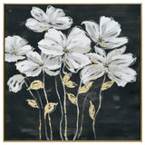 NNEDSZ 80X80cm Golden Blossoms Gold Framed Hand Painted Canvas Wall Art