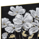 NNEDSZ 80X80cm Golden Blossoms Gold Framed Hand Painted Canvas Wall Art