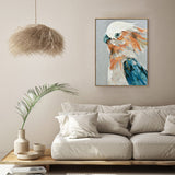 NNEDSZ 60X90cm Cerulean Gaze Dark Wood Framed Hand Painted Canvas Wall Art