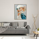 NNEDSZ 60X90cm Cerulean Gaze Dark Wood Framed Hand Painted Canvas Wall Art
