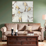 NNEDSZ 100X100cm Soft Essence Gold Framed Hand Painted Canvas Wall Art
