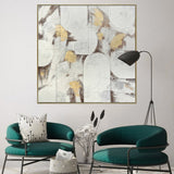 NNEDSZ 100X100cm Soft Essence Gold Framed Hand Painted Canvas Wall Art