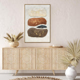 NNEDSZ 60X90cm Pebble Mosaic Dark Wood Framed Hand Painted Canvas Wall Art