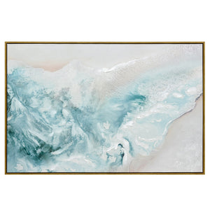 NNEDSZ 120X80cm Wave's Embrace Dark Wood Framed Canvas Wall Art