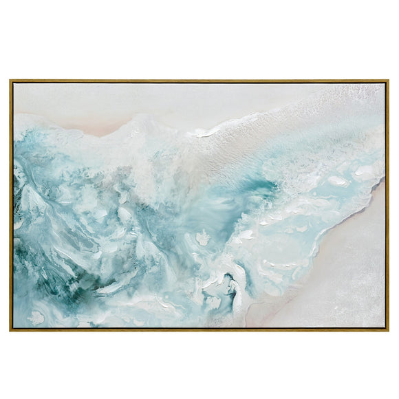 NNEDSZ 120X80cm Wave's Embrace Dark Wood Framed Canvas Wall Art
