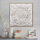 NNEDSZ 100X100cm Earthy Emanation Dark Wood Framed Canvas Wall Art