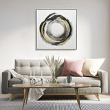 NNEDSZ 100X100cm Orbiting Elegance Champagne Framed Canvas Wall Art