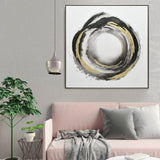 NNEDSZ 100X100cm Orbiting Elegance Champagne Framed Canvas Wall Art