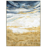 NNEDSZ 90X120cm Golden Horizon Champagne Framed Canvas Wall Art