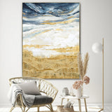 NNEDSZ 90X120cm Golden Horizon Champagne Framed Canvas Wall Art