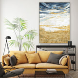 NNEDSZ 90X120cm Golden Horizon Champagne Framed Canvas Wall Art