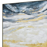 NNEDSZ 90X120cm Golden Horizon Champagne Framed Canvas Wall Art