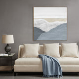 NNEDSZ 100X100cm Whispering Peaks of Tranquility Dark Wood Framed Hand Painted Canvas Wall Art