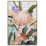 NNEDSZ 80X120cm Native Bloom Dark Wood Framed Canvas Wall Art