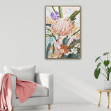 NNEDSZ 80X120cm Native Bloom Dark Wood Framed Canvas Wall Art