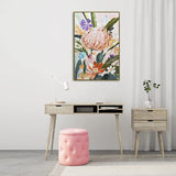 NNEDSZ 80X120cm Native Bloom Dark Wood Framed Canvas Wall Art
