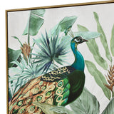 NNEDSZ 60X90cm Golden Plume Dark Wood Framed Canvas Wall Art