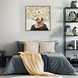 NNEDSZ 80X80cm Floral Fantasia Dark Wood Framed Canvas Wall Art