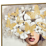 NNEDSZ 80X80cm Floral Fantasia Dark Wood Framed Canvas Wall Art