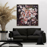 NNEDSZ 100X100cm Cockatoo Romance Gold Framed Canvas Wall Art