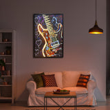 NNEDSZ 60X90cm Neon Serenade Black Framed Hand Painted LED Wall Art