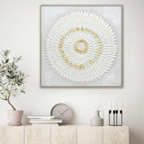 NNEDSZ 100X100cm Lustrous Celestial Harmony Light Wood Framed Hand Painted Canvas Wall Art