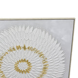 NNEDSZ 100X100cm Lustrous Celestial Harmony Light Wood Framed Hand Painted Canvas Wall Art