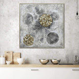 NNEDSZ 100X100cm Golden Orbs Amidst Ethereal Mists Light Wood Framed Hand Painted Canvas Wall Art