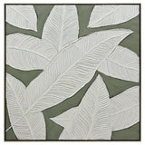 NNEDSZ 100X100cm Emerald Oasis: Leaves of Serenity Champagne Framed Hand Painted Canvas Wall Art