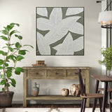 NNEDSZ 100X100cm Emerald Oasis: Leaves of Serenity Champagne Framed Hand Painted Canvas Wall Art