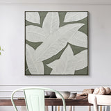NNEDSZ 100X100cm Emerald Oasis: Leaves of Serenity Champagne Framed Hand Painted Canvas Wall Art