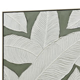 NNEDSZ 100X100cm Emerald Oasis: Leaves of Serenity Champagne Framed Hand Painted Canvas Wall Art