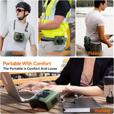 NNEDSZ 20000mAh Outdoor Portable Waist Fan Hanging Neck Fan Strong Wind with Power Bank LED Lighting for Sports Courier Outdoor Working (Green)