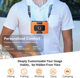 NNEDSZ 20000mAh Outdoor Portable Waist Fan Hanging Neck Fan Strong Wind with Power Bank LED Lighting for Sports Courier Outdoor Working (Orange)