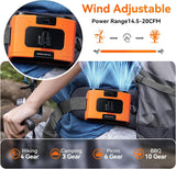 NNEDSZ 20000mAh Outdoor Portable Waist Fan Hanging Neck Fan Strong Wind with Power Bank LED Lighting for Sports Courier Outdoor Working (Orange)