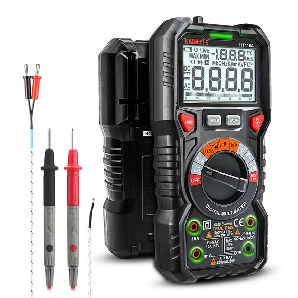 NNEDSZ Digital Multimeter TRMS 6000 Counts Voltmeter Auto-Ranging Fast Accurately Measures Voltage Current Amp Resistance Diodes Continuity Duty-Cycle Capacitance Temperature for Automotive