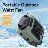 NNEDSZ 10000mAh Portable Outdoor Waist Fan Hanging Neck Strong Wind with Power Bank LED Lighting for Emergency Sports Outdoor Working
