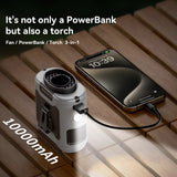 NNEDSZ 10000mAh Portable Outdoor Waist Fan Hanging Neck Strong Wind with Power Bank LED Lighting for Emergency Sports Outdoor Working