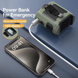 NNEDSZ 10000mAh Portable Outdoor Waist Fan Hanging Neck Strong Wind with Power Bank LED Lighting for Emergency Sports Outdoor Working (Green)
