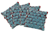 NNEDSZ Pack of 4 Covers Amelie Aqua Blue & Red 3D Texture Cushion Covers